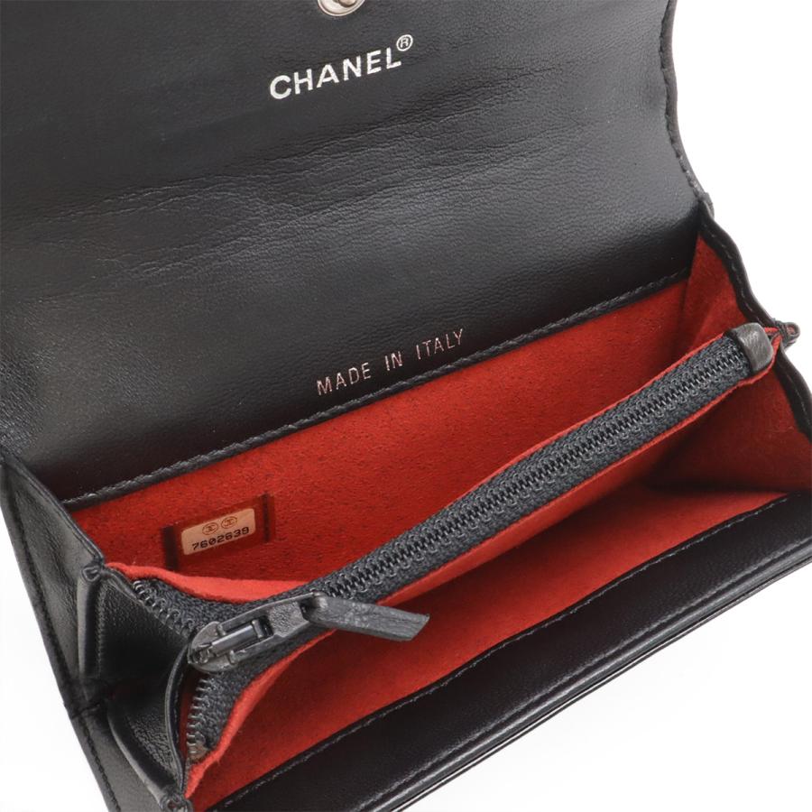 CHANEL シャネル チョコバー コインケース 小銭入れ コインパース エナメル パテントレザー ブラック 黒 シルバー金具 | CHANEL | 04