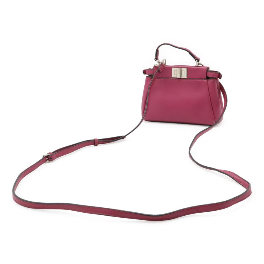 FENDI フェンディ マイクロ ピーカブー ハンドバッグ ミニバッグ 2WAY ショルダーバッグ 斜め掛け レザー ローズパープル シルバー金具 | FENDI | 01