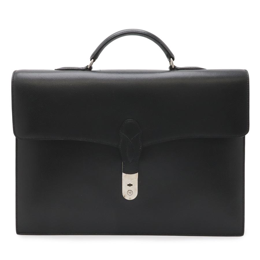 HERMES エルメス テリル ビジネスバッグ ブリーフケース 書類カバン レザー ブラック 黒 シルバー金具 □H刻印 | HERMES