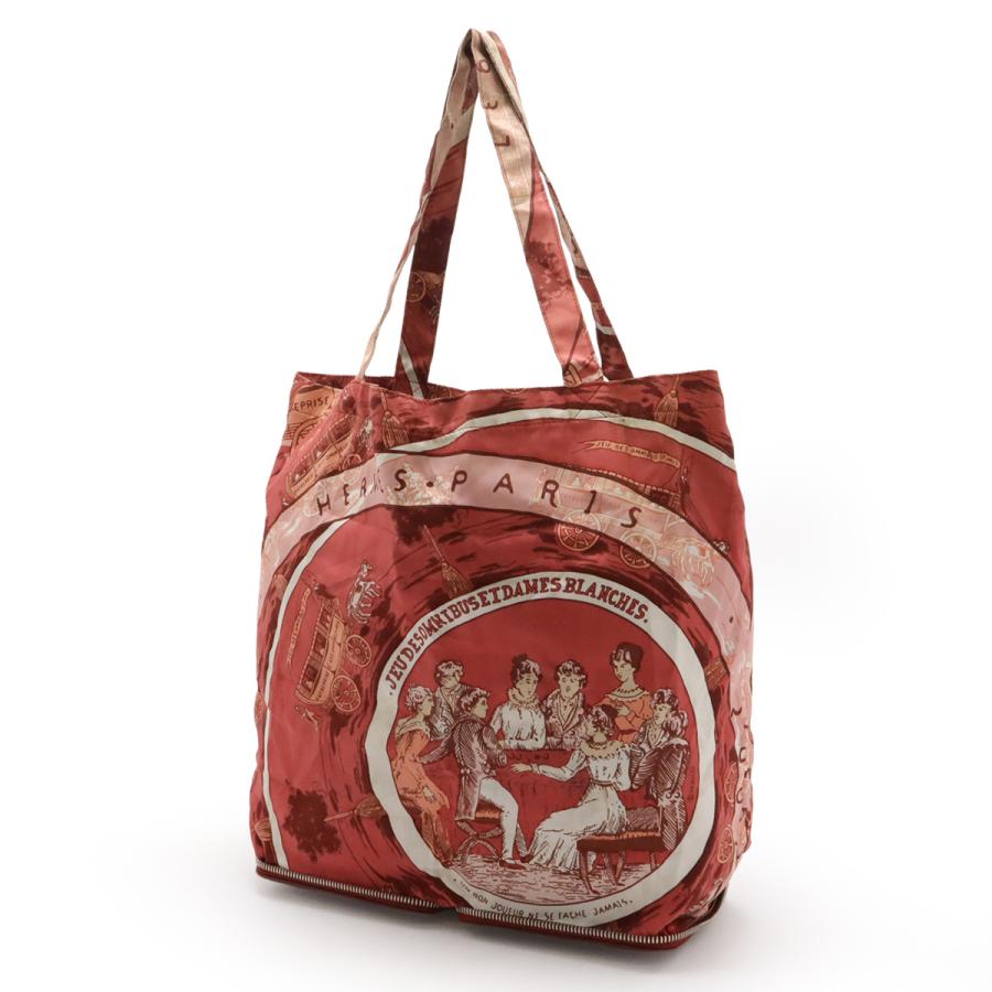 HERMES エルメス シルキーポップ エコバッグ トートバッグ 折り畳み ブッフルスキッパー レザー シルク ルージュアッシュ レッド | HERMES | 01