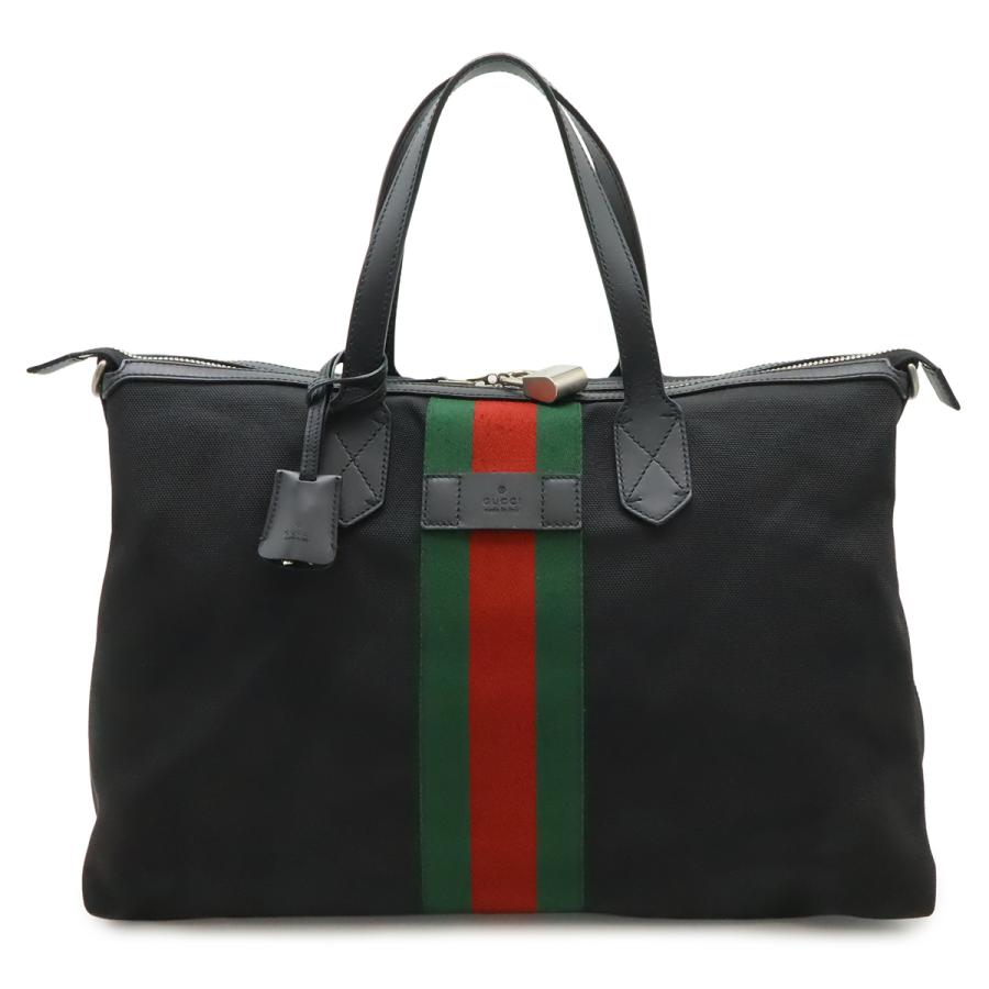 GUCCI グッチ ウェブストライプ シェリーライン トートバッグ ラージトート ショルダーバッグ ナイロン レザー ブラック 黒 | GUCCI