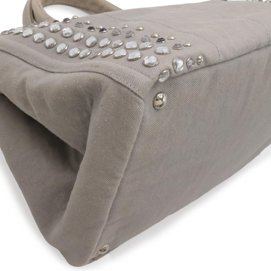 PRADA プラダ CANAPA カナパ ビジュー トートバッグ 2WAY ショルダーバッグ デニム NUBE ライトグレー 海外ブティック購入品 B2642O | PRADA | 02