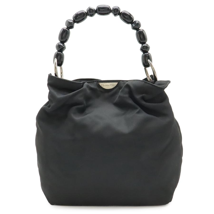 【美品】Christian Dior ハンドバッグ　マリスパール　黒　ナイロン Christian Dior（クリスチャン・ディオール） クリスチャン ディオール