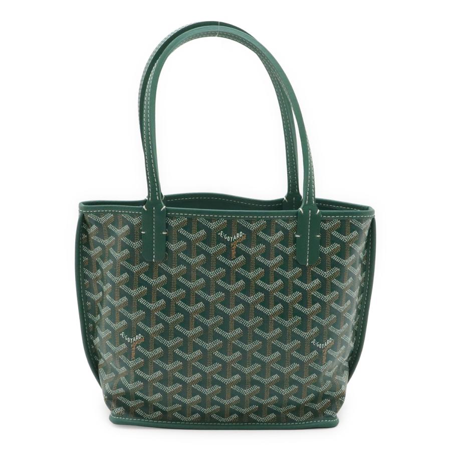 GOYARD ゴヤール ANJOU アンジュミニ トートバッグ ハンドバッグ リバーシブル コーティングキャンバス レザー グリーン 緑 ポーチ欠品 | GOYARD