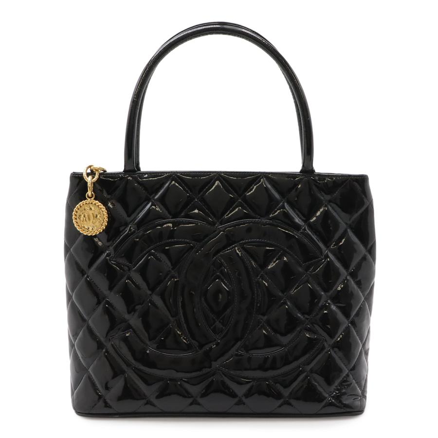 CHANEL シャネル マトラッセ ココマーク 復刻トート トートバッグ ショルダーバッグ エナメル レザー ブラック 黒 ゴールド金具 A01804 | CHANEL