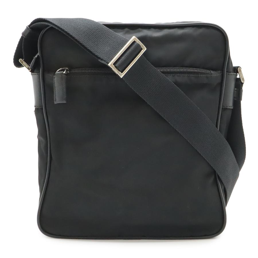 PRADA プラダ ショルダーバッグ メッセンジャーバッグ 斜め掛け ナイロン レザー NERO 黒 ブラック シルバー金具 V160 | PRADA