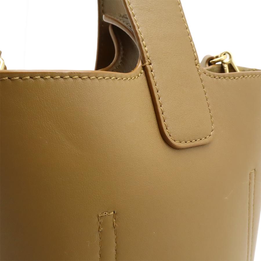 LOEWE ロエベ ペブル バケットバッグ ミニ ハンドバッグ 2WAY ショルダーバッグ スムースカーフ レザー ブラウン茶 ゴールド金具 | LOEWE | 07