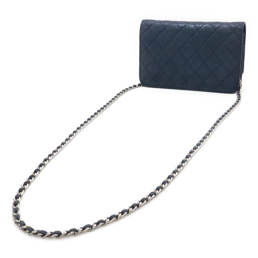 CHANEL シャネル マトラッセ チェーンウォレット ショルダーバッグ ポシェット 斜め掛け スパークルレザー ネイビー 紺 シルバー金具 | CHANEL | 01