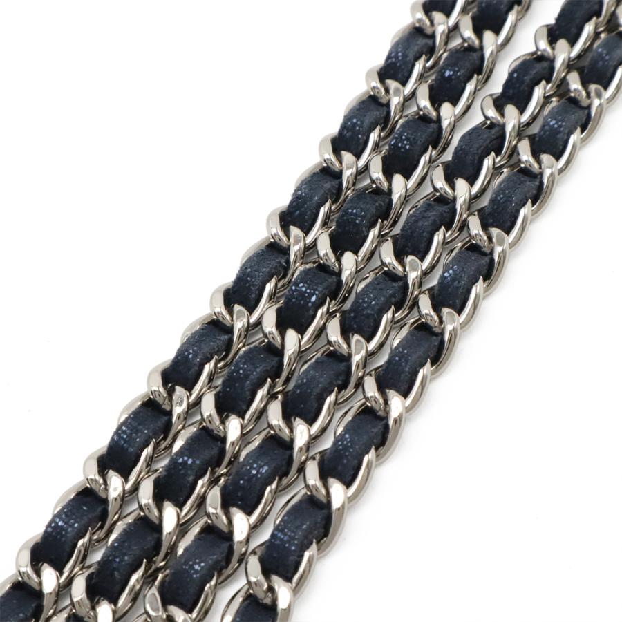 CHANEL シャネル マトラッセ チェーンウォレット ショルダーバッグ ポシェット 斜め掛け スパークルレザー ネイビー 紺 シルバー金具 | CHANEL | 03