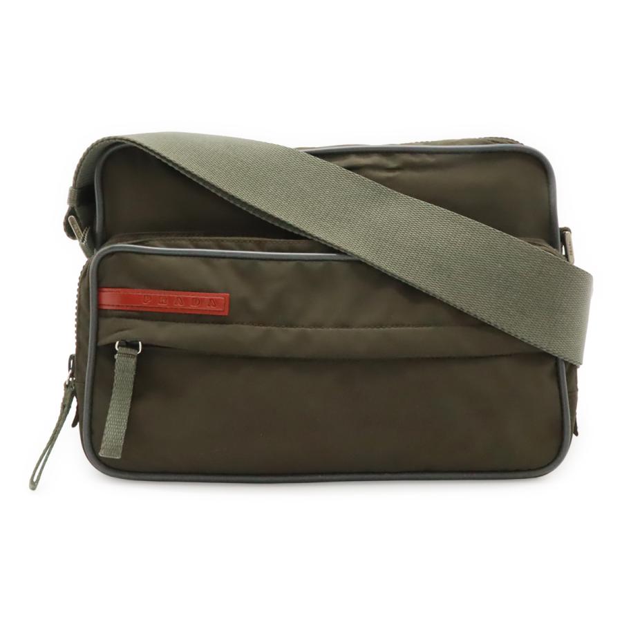 PRADA プラダ プラダスポーツ スポーツライン ショルダーバッグ 斜め掛け ナイロン カーキ グレー シルバー金具 4VA122 | PRADA