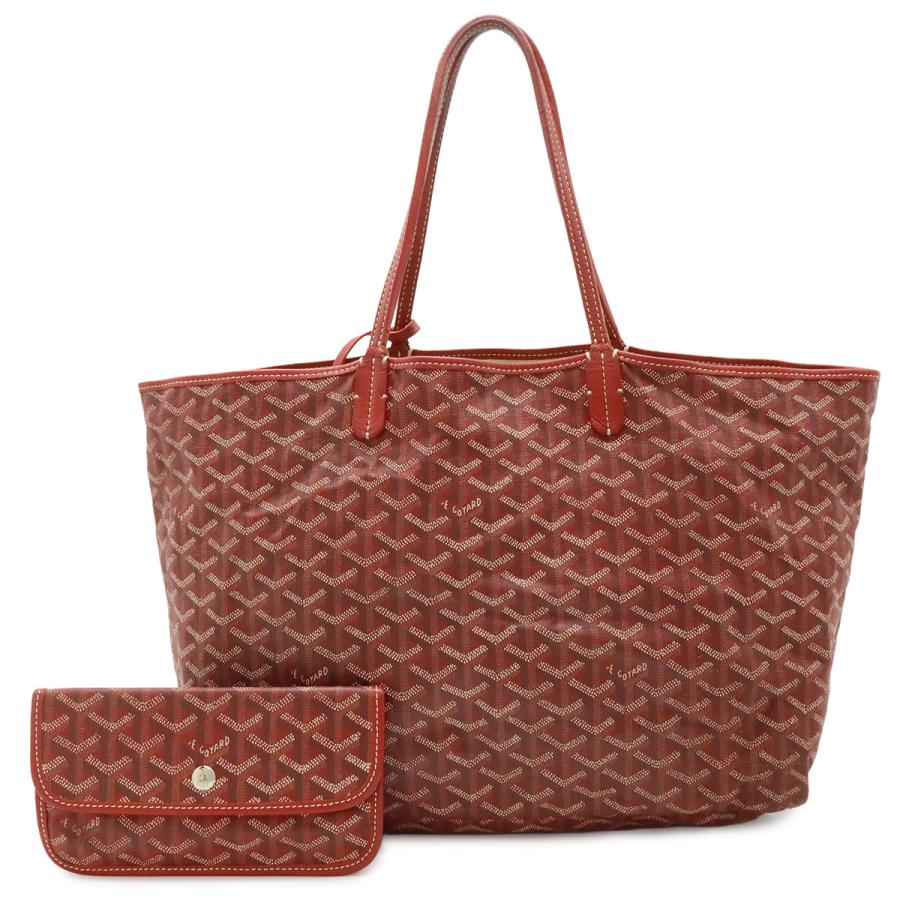 GOYARD ゴヤール サンルイPM トートバッグ ショルダーバッグ コーティングキャンバス PVC レザー レッド 赤 ホワイト 白 ポーチ付き | GOYARD
