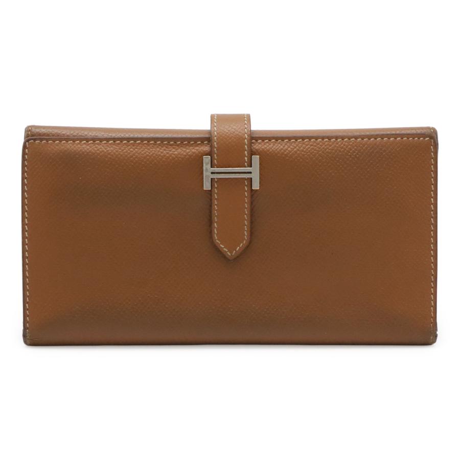 HERMES エルメス ベアン 2PLIS デュプリ 3つ折長財布 三つ折り長財布 ヴォーエプソン レザー ゴールド キャメル ブラウン シルバー金具 | HERMES