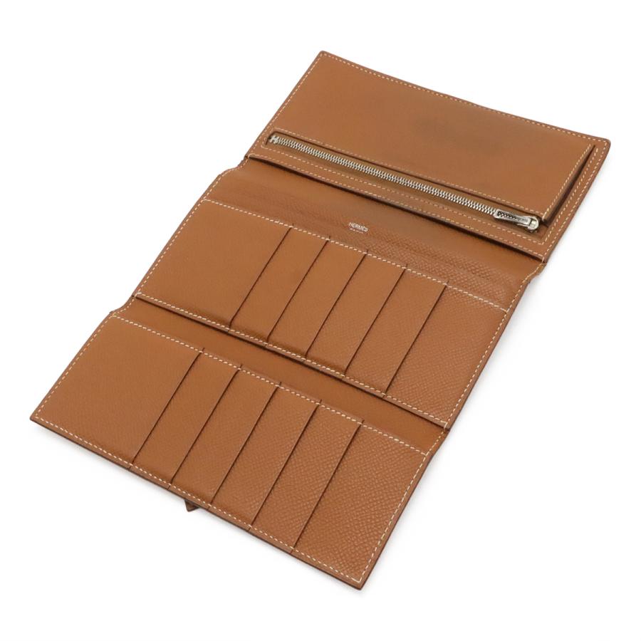 HERMES エルメス ベアン 2PLIS デュプリ 3つ折長財布 三つ折り長財布 ヴォーエプソン レザー ゴールド キャメル ブラウン シルバー金具 | HERMES | 05