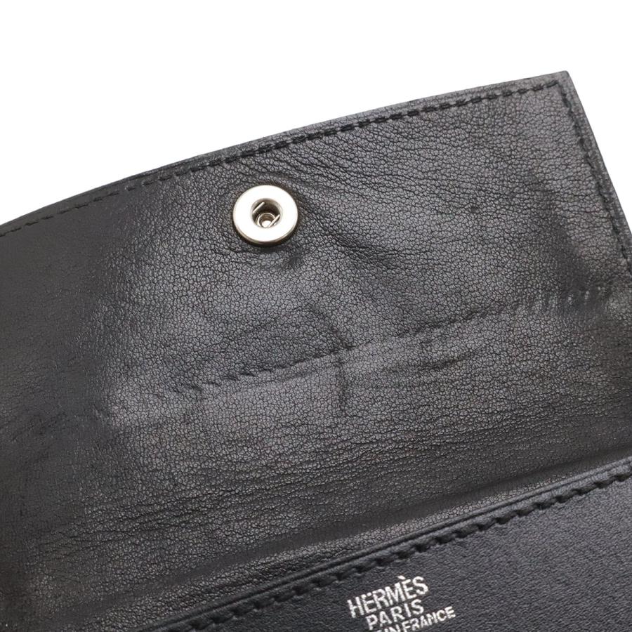 HERMES エルメス サクラ セリエボタン カードケース 名刺入れ ボックスカーフ BOXカーフ レザー ブラック 黒 シルバー金具 □G刻印 | HERMES | 06