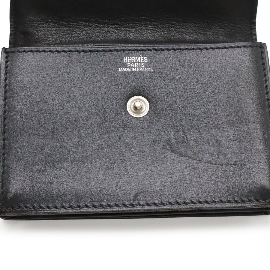 HERMES エルメス サクラ セリエボタン カードケース 名刺入れ ボックスカーフ BOXカーフ レザー ブラック 黒 シルバー金具 □G刻印 | HERMES | 07