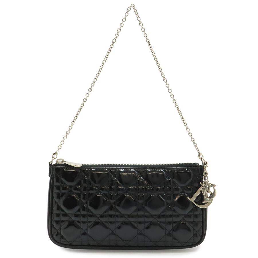 Christian Dior クリスチャン ディオール レディディオール カナージュ チェーンショルダーバッグ 肩掛け パテントレザー ブラック 黒 | Christian Dior