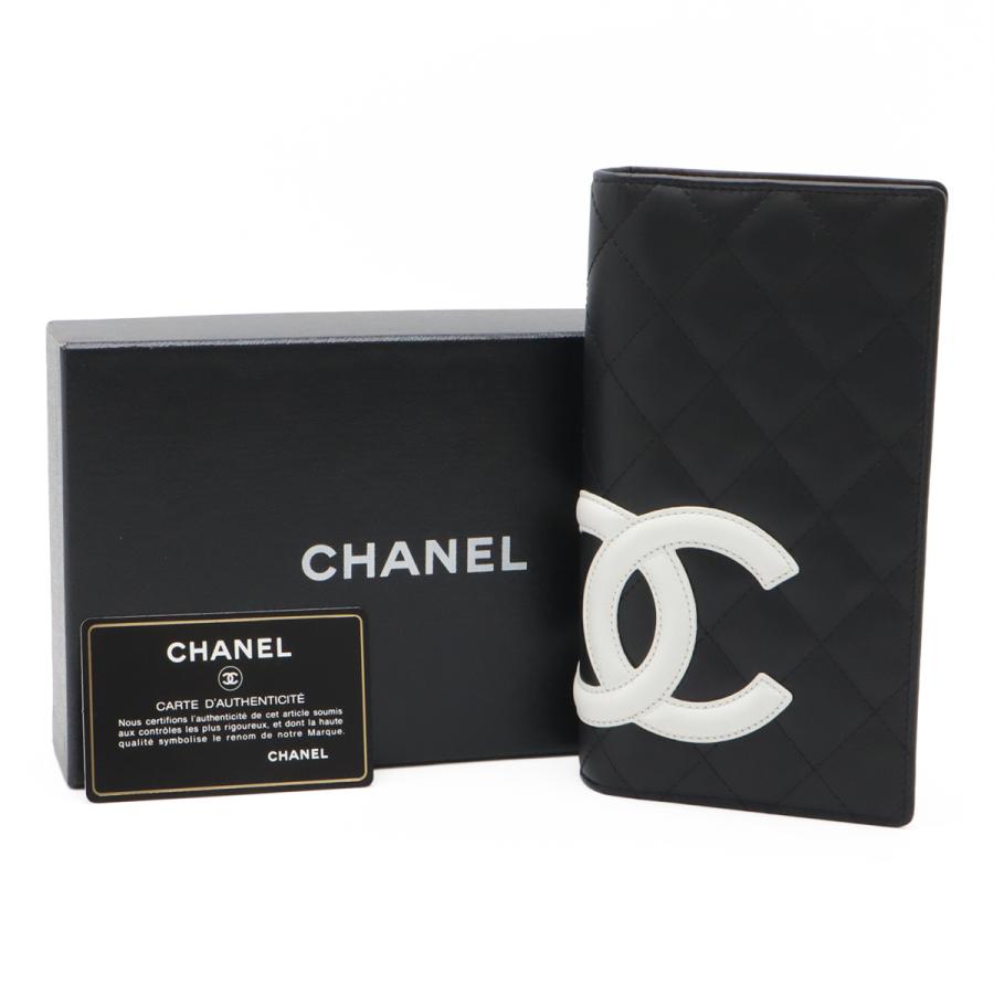 CHANEL シャネル カンボンライン ココマーク 2つ折長財布 二つ折長財布 レザー ソフトカーフ ブラック 黒 ホワイト 白 ピンク A26717 | CHANEL | 08