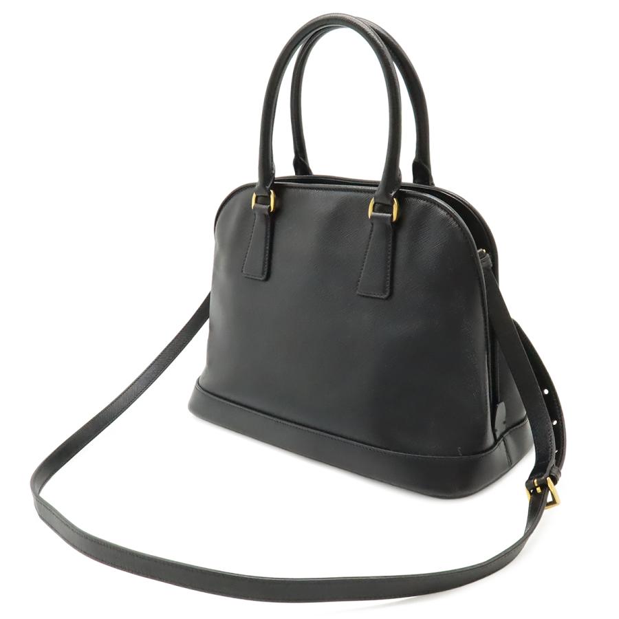 PRADA プラダ トライアングルロゴ ハンドバッグ 2WAY ショルダーバッグ 斜め掛け ドーム型 サフィアーノ レザー ブラック 黒 | PRADA | 01