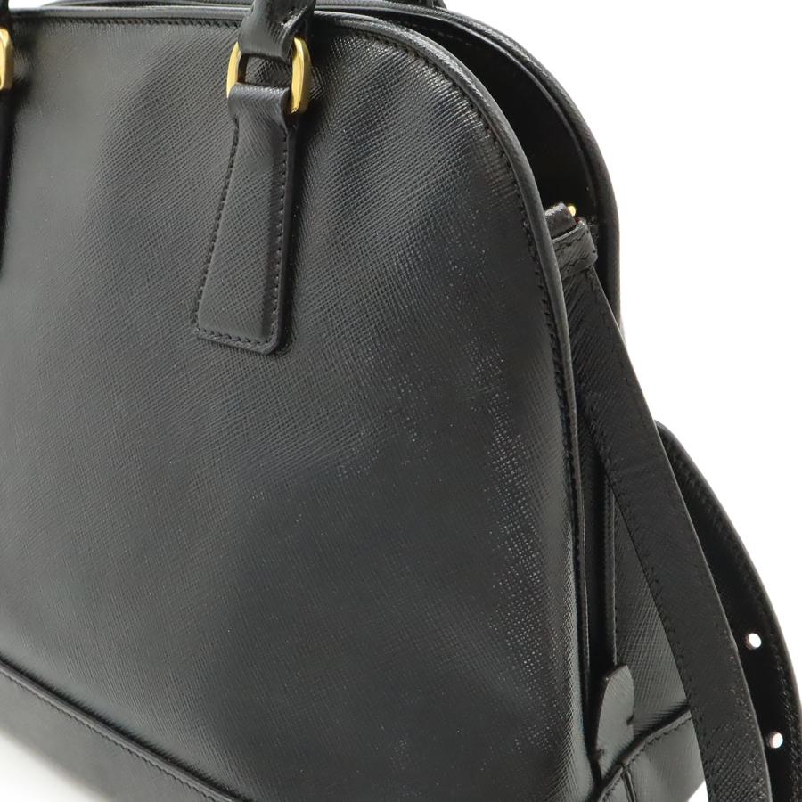 PRADA プラダ トライアングルロゴ ハンドバッグ 2WAY ショルダーバッグ 斜め掛け ドーム型 サフィアーノ レザー ブラック 黒 | PRADA | 07