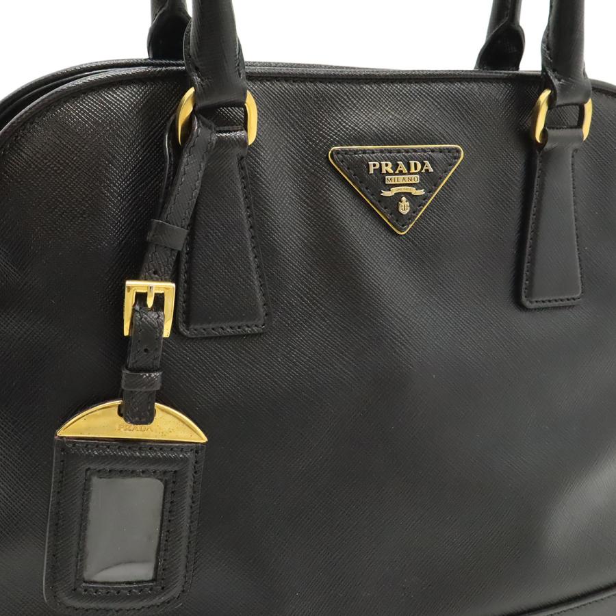 PRADA プラダ トライアングルロゴ ハンドバッグ 2WAY ショルダーバッグ 斜め掛け ドーム型 サフィアーノ レザー ブラック 黒 | PRADA | 08