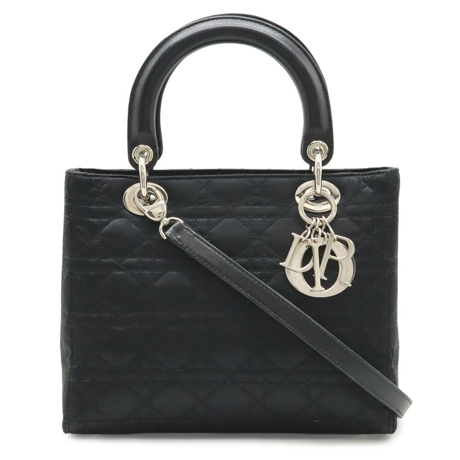 Christian Dior クリスチャン ディオール レディディオール カナージュ ハンドバッグ 2WAY ショルダーバッグ サテン レザー ブラック 黒 | Christian Dior