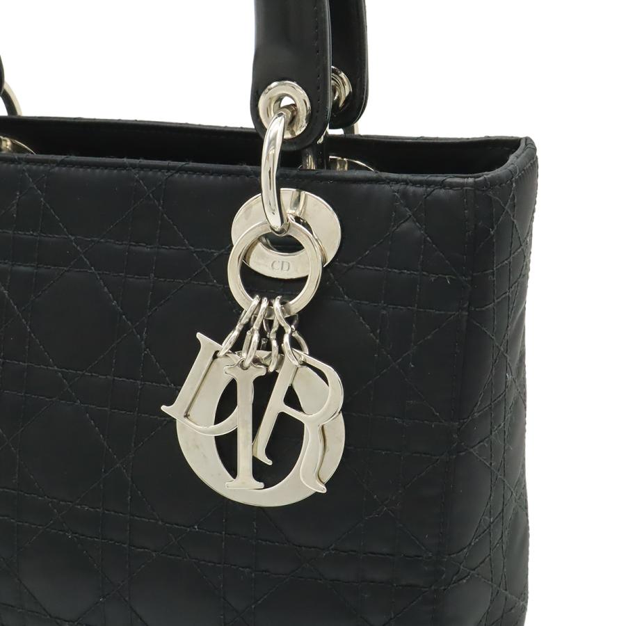 Christian Dior クリスチャン ディオール レディディオール カナージュ ハンドバッグ 2WAY ショルダーバッグ サテン レザー ブラック 黒 | Christian Dior | 08