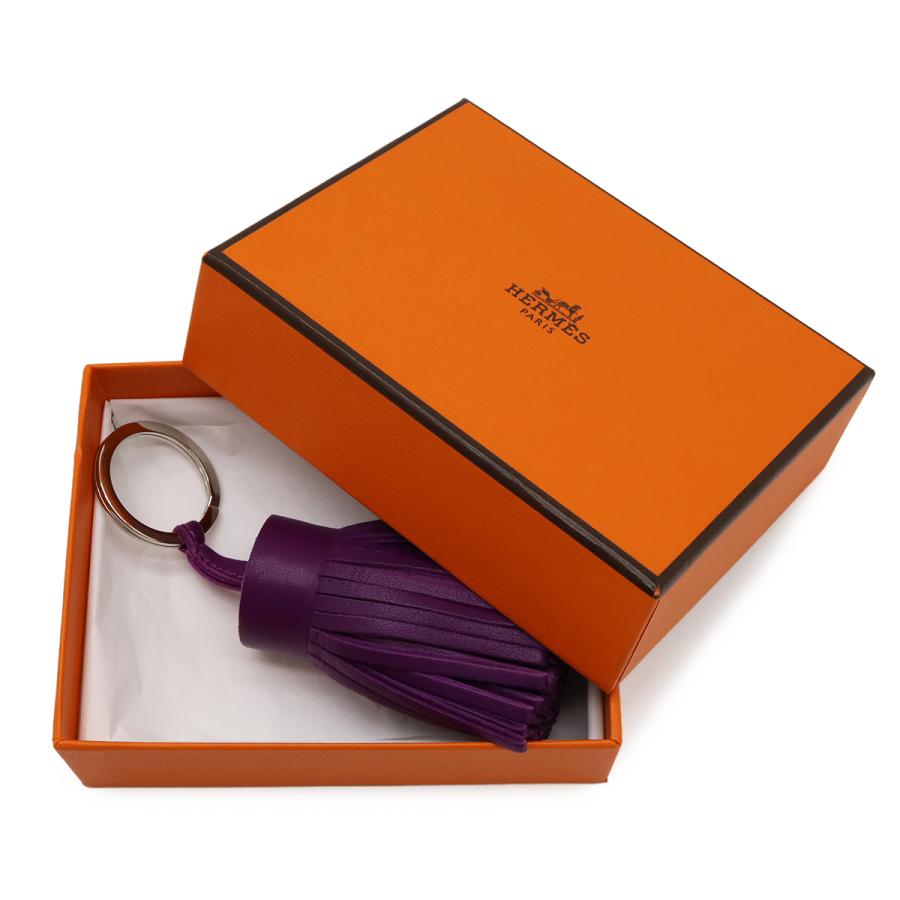 HERMES エルメス カルメン キーリング キーホルダー フリンジ タッセルチャーム アニューミロ レザー パープル 紫 シルバー金具 | HERMES | 05