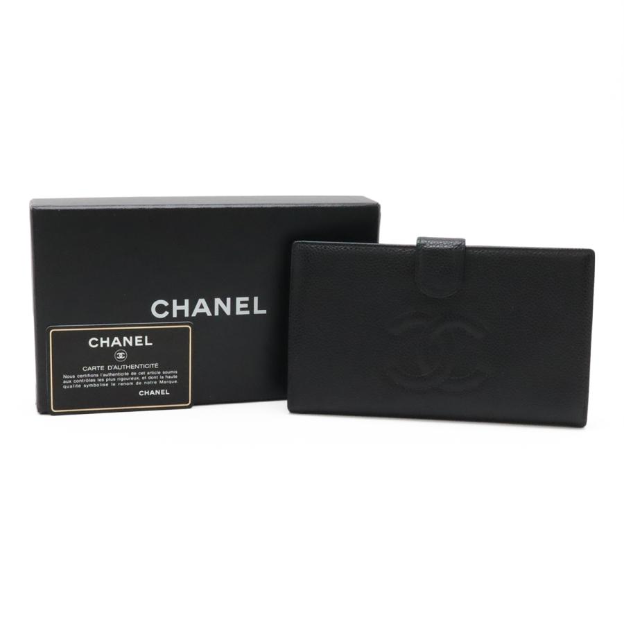 CHANEL シャネル ココマーク がま口 ガマ口 長財布 キャビアスキン レザー ブラック 黒 ゴールド金具 A13498 | CHANEL | 08