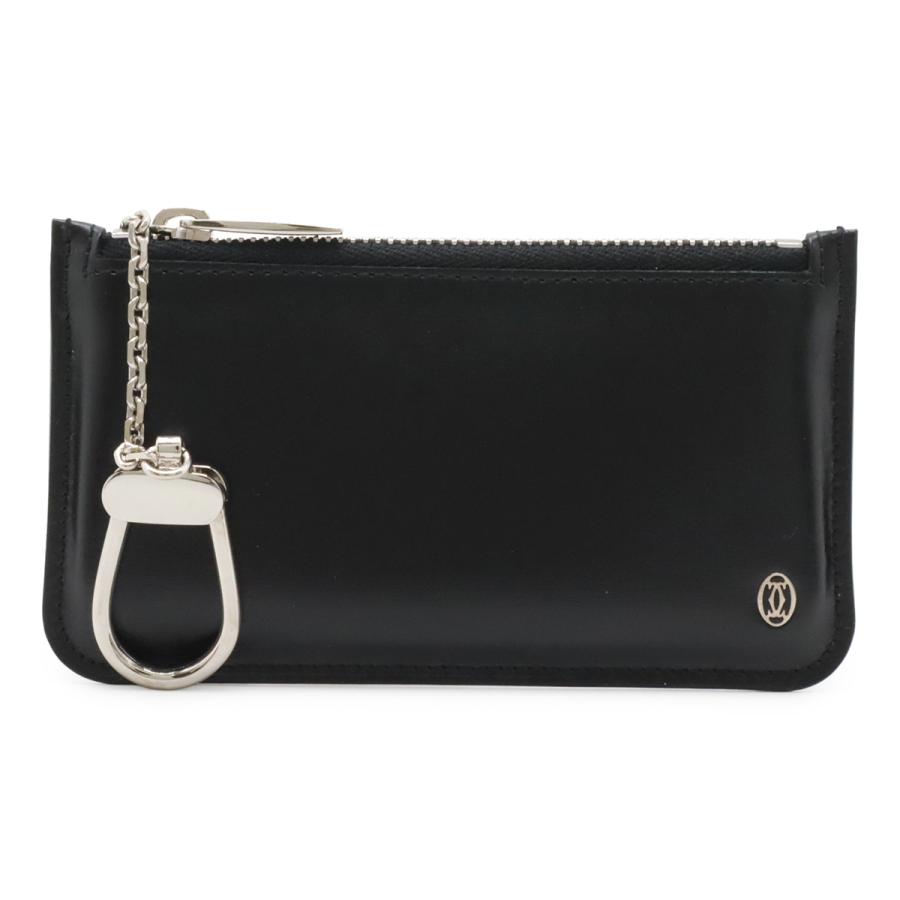 Cartier カルティエ パシャ ドゥ カルティエ コインケース 小銭入れ コインパース レザー ブラック 黒 シルバー金具 キーフック付き | Cartier