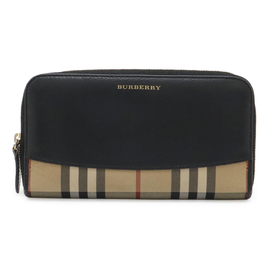 BURBERRY バーバリー シャドーホース ノバチェック ジップアラウンドウォレット ラウンドファスナー 長財布 レザー キャンバス ブラック | BURBERRY