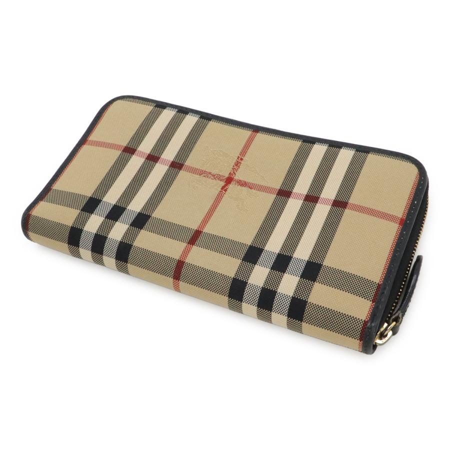 BURBERRY バーバリー シャドーホース ノバチェック ジップアラウンドウォレット ラウンドファスナー 長財布 レザー キャンバス ブラック | BURBERRY | 01