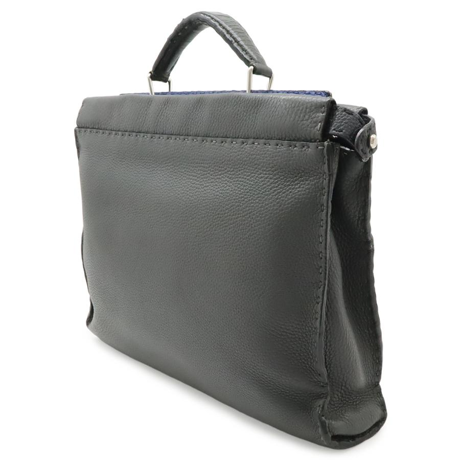 FENDI フェンディ セレリア ピーカブー フィット ビジネスバッグ ブリーフケース ハンドバッグ レザー グレー ブルー シルバー金具 | FENDI | 01