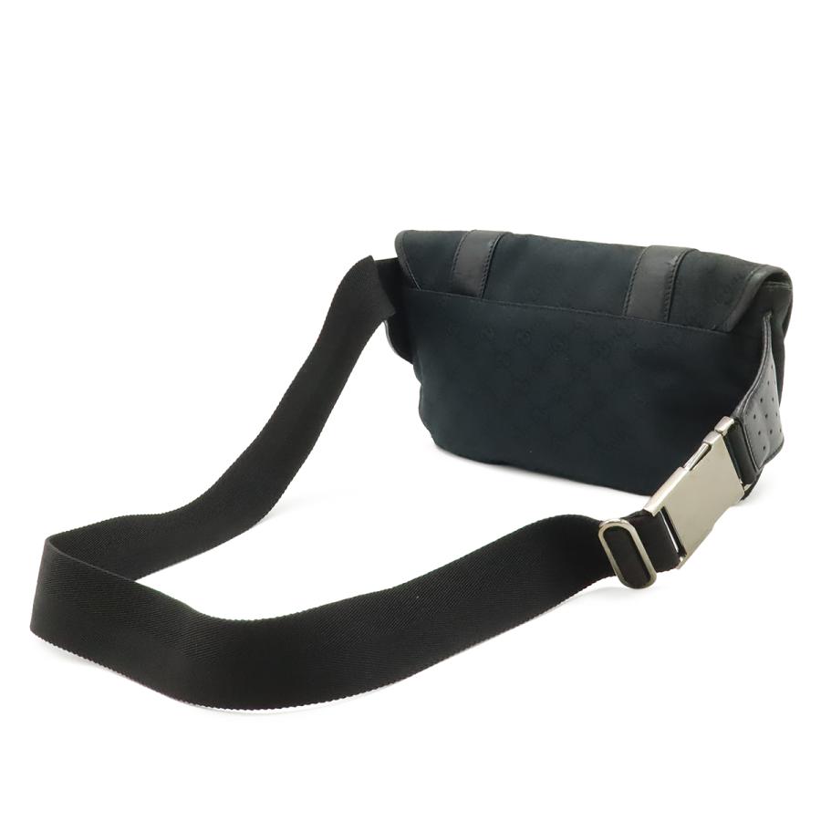 GUCCI グッチ GGキャンバス ボディバッグ ウエストバッグ ウエストポーチ レザー ブラック 黒 シルバー金具 145851 | GUCCI | 01