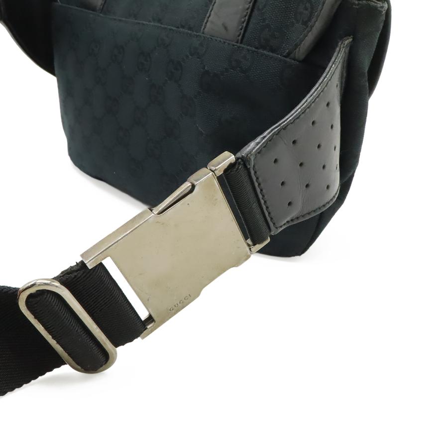 GUCCI グッチ GGキャンバス ボディバッグ ウエストバッグ ウエストポーチ レザー ブラック 黒 シルバー金具 145851 | GUCCI | 04