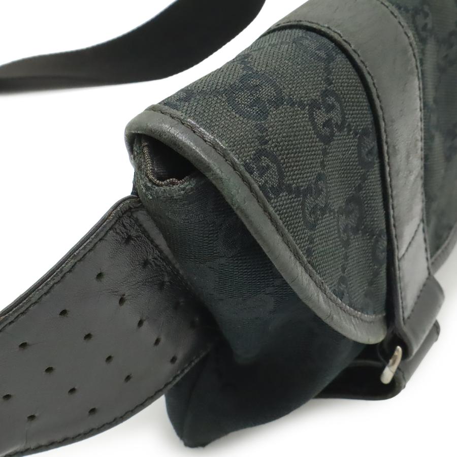 GUCCI グッチ GGキャンバス ボディバッグ ウエストバッグ ウエストポーチ レザー ブラック 黒 シルバー金具 145851 | GUCCI | 05