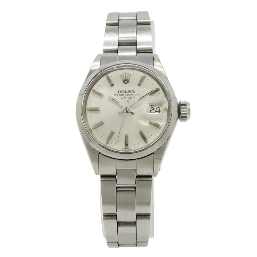 ROLEX ロレックス オイスター パーペチュアル デイト シルバー文字盤 アンティーク SS レディース AT オートマ 腕時計 28番 6516 | ROLEX