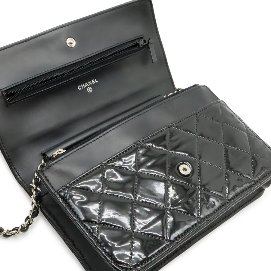 CHANEL シャネル マトラッセ ココマーク チェーンウォレット チェーンショルダーバッグ エナメル パテントレザー ブラック 黒 | CHANEL | 05