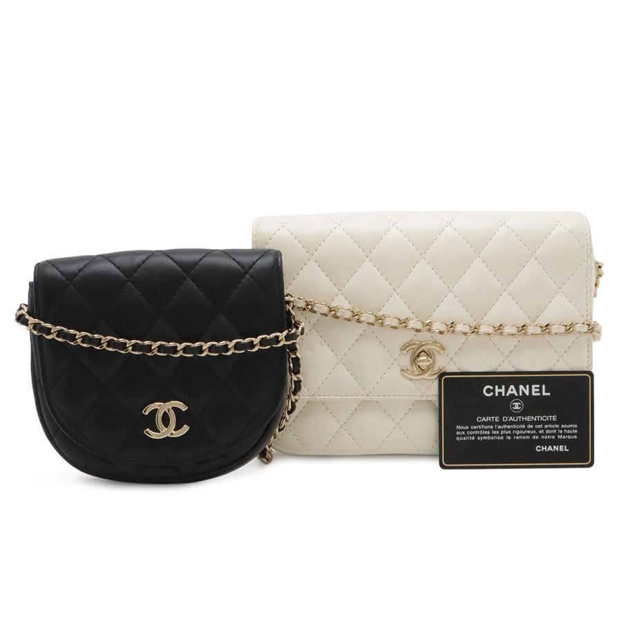CHANEL シャネル マトラッセ サイドパック チェーンショルダー ツインショルダー ショルダーバッグ ポシェット レザー アイボリー | CHANEL | 08