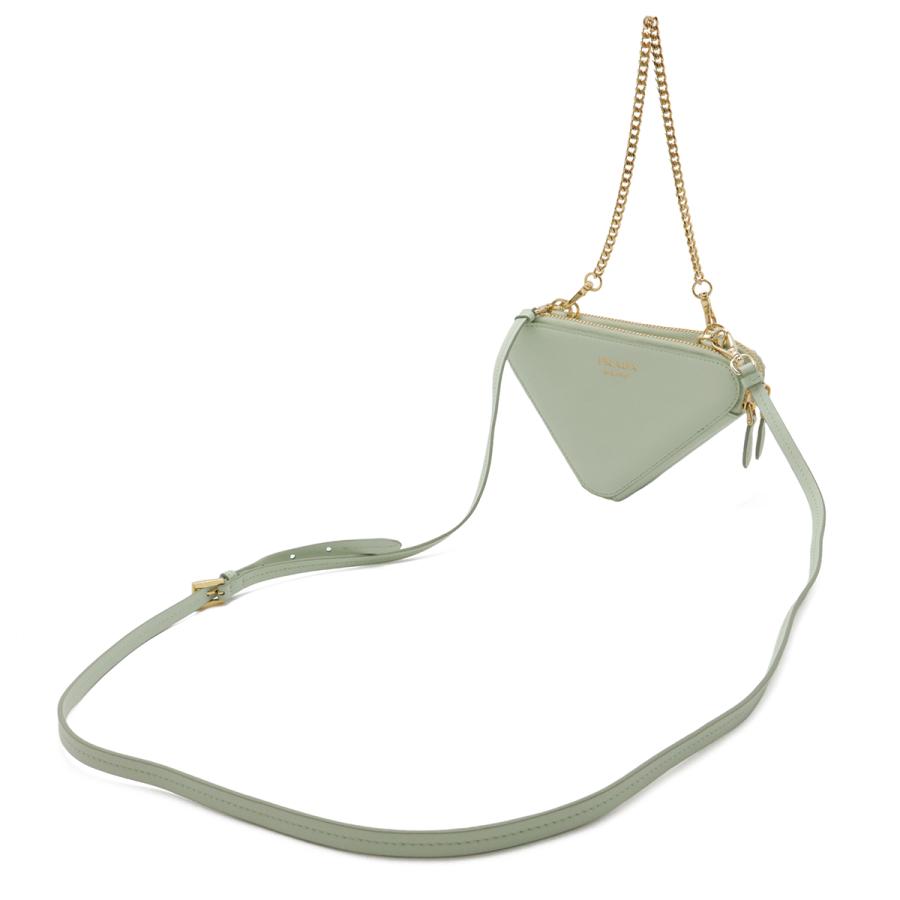 PRADA プラダ クロシェ MINI CONTENITORI ミニポーチ クラッチバッグ 3WAY チェーン ショルダーバッグ ラフィア レザー ミントグリーン_1