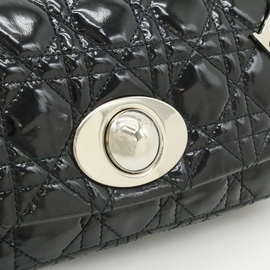 Christian Dior クリスチャン ディオール カナージュ チェーンショルダーバッグ ワンショルダー 肩掛け パテントレザー ブラック 黒 | Christian Dior | 08