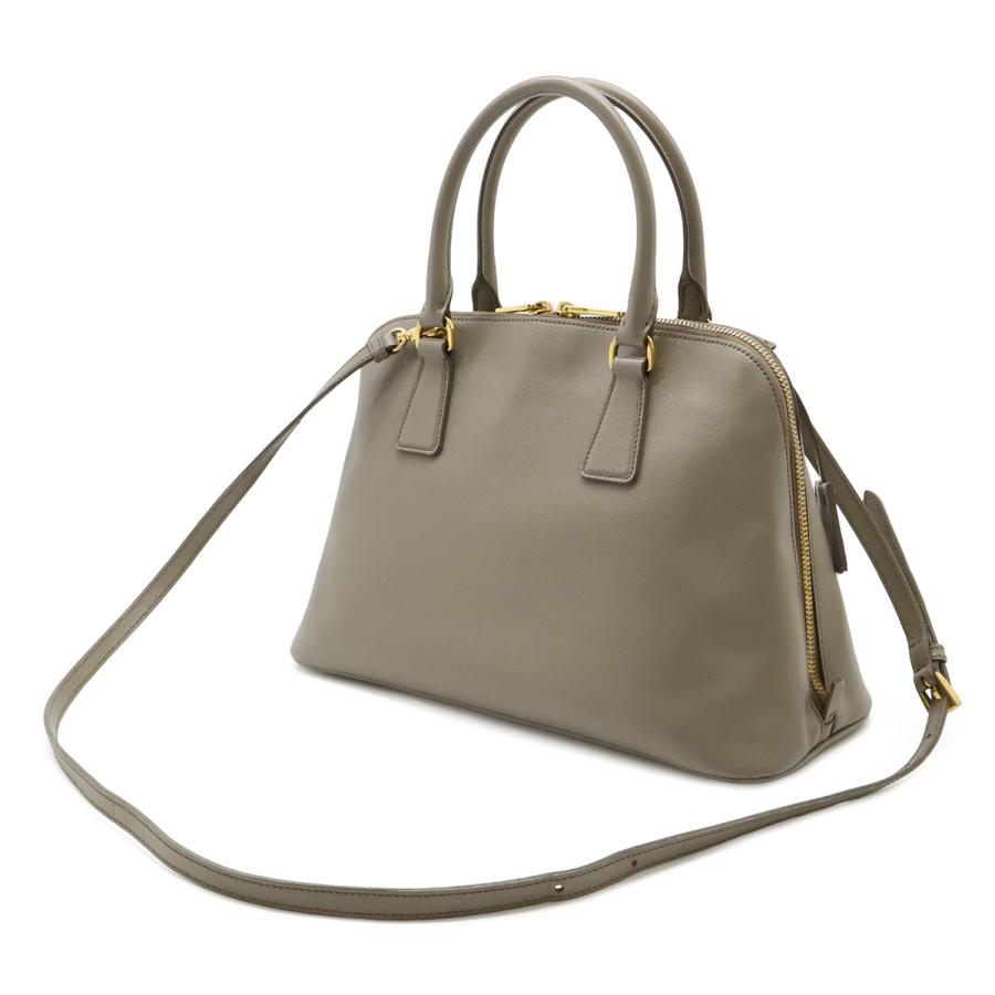 PRADA プラダ トライアングルロゴ ハンドバッグ ドーム型 2WAY ショルダーバッグ 斜め掛け サフィアーノ レザー グレージュ ゴールド金具 | PRADA | 01