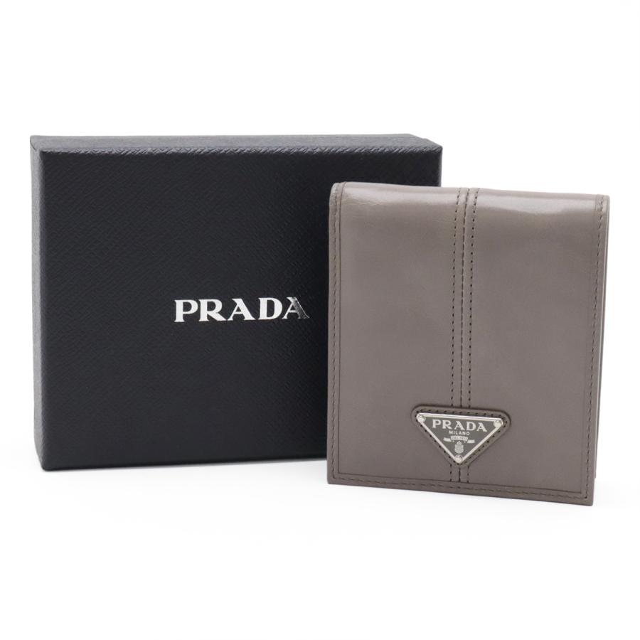 PRADA プラダ トライアングルロゴ 2つ折財布 二つ折り財布 ソフトルックスレザー PELTRO グレー シルバー金具 2M0738 | PRADA | 08