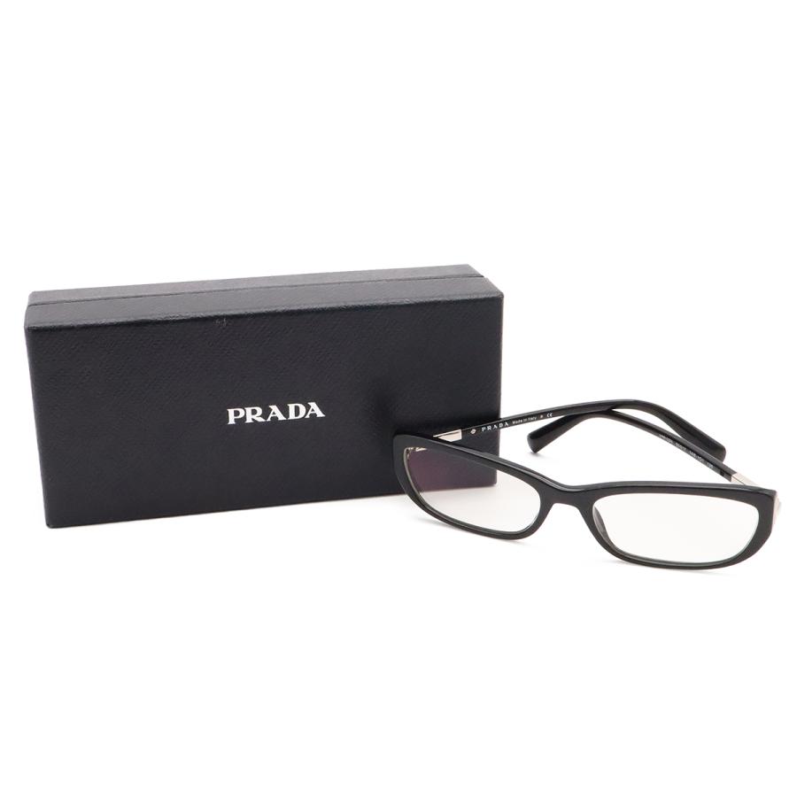 PRADA プラダ ロゴ 眼鏡 めがね 伊達メガネ 黒縁メガネ メガネフレーム スクエアタイプ 度入り クリア ブラック 黒 55□17 VPR03N | PRADA | 04