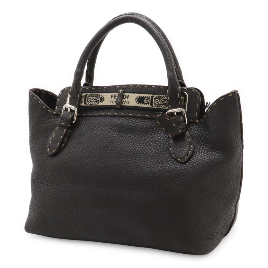 FENDI フェンディ セレリア ヴィラボルゲーゼ ハンドバッグ レザー ダークブラウン シルバー金具 8BN155 | FENDI | 01