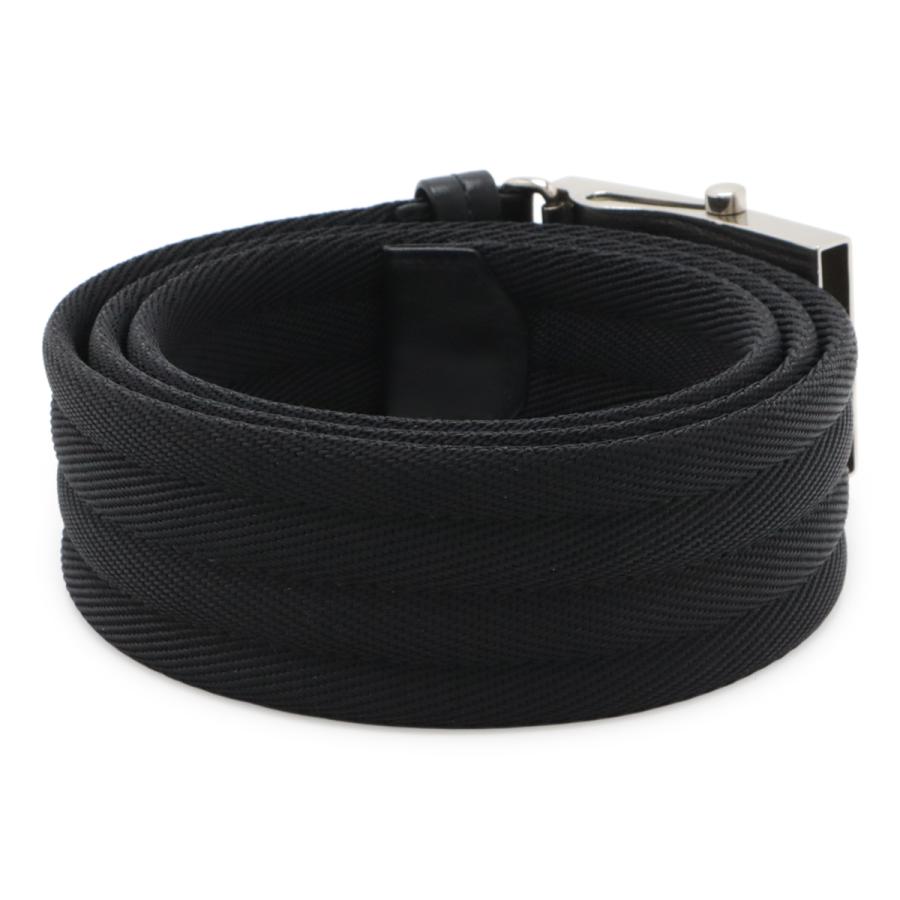 PRADA プラダ ロゴ ベルト ガチャベルト ローラーバックル ナイロン レザー NERO 黒 ブラック シルバー金具 #90/36 2C2386 | PRADA | 01