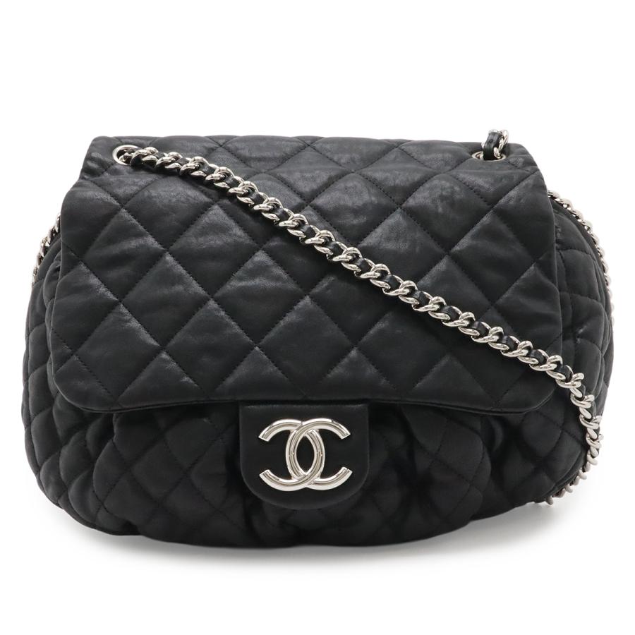 CHANEL シャネル マトラッセ ラグジュアリー チェーンアラウンド ココマーク チェーンショルダー レザー ブラック 黒 シルバー金具 | CHANEL