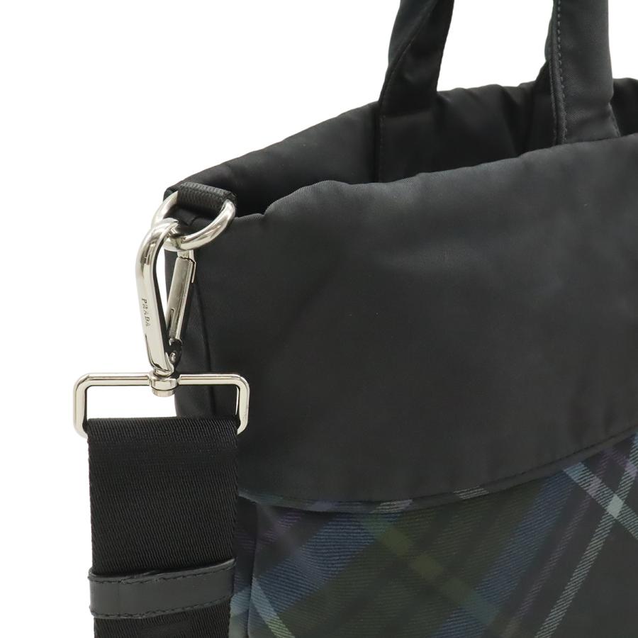 PRADA プラダ トートバッグ 2WAY ショルダーバッグ リバーシブル チェック ナイロン ブラック 黒 ブルー系マルチカラー BR4521 | PRADA | 04