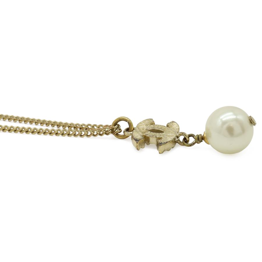 CHANEL シャネル ココマーク フェイクパール ネックレス ペンダント GP ラインストーン ゴールド アイボリー 10A | CHANEL | 03