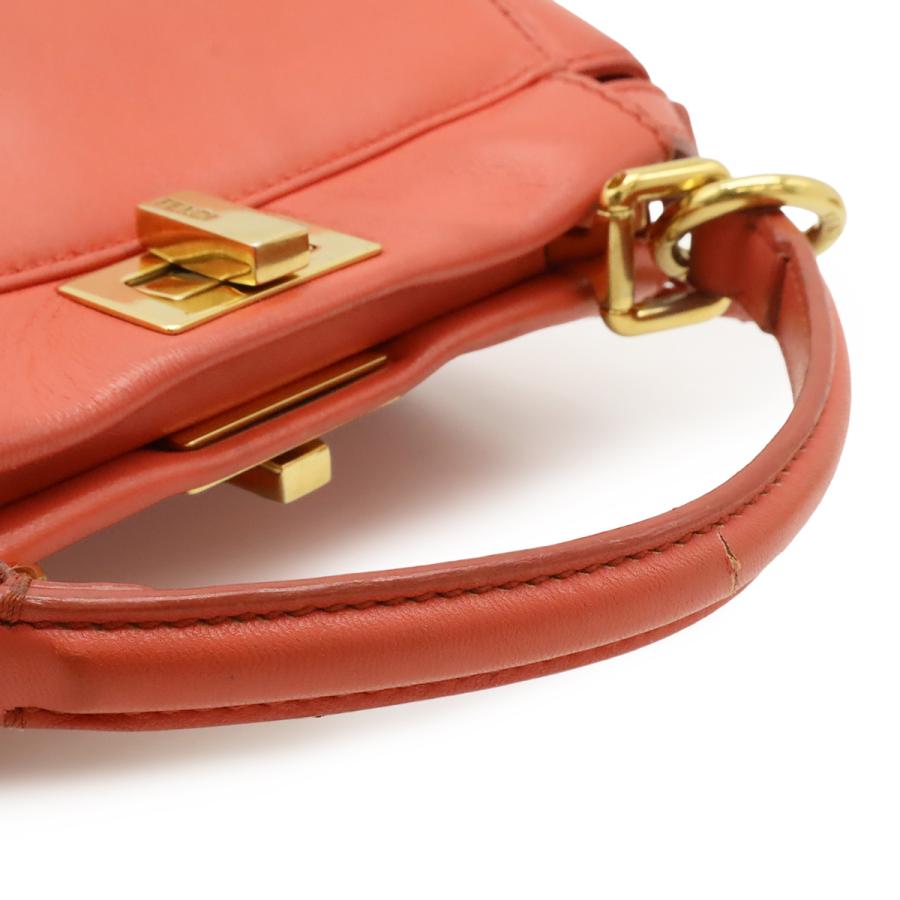 FENDI フェンディ ミニ ピーカブー ハンドバッグ ミニバッグ 2WAY ショルダーバッグ 斜め掛け レザー コーラルピンク系 ゴールド金具 | FENDI | 03