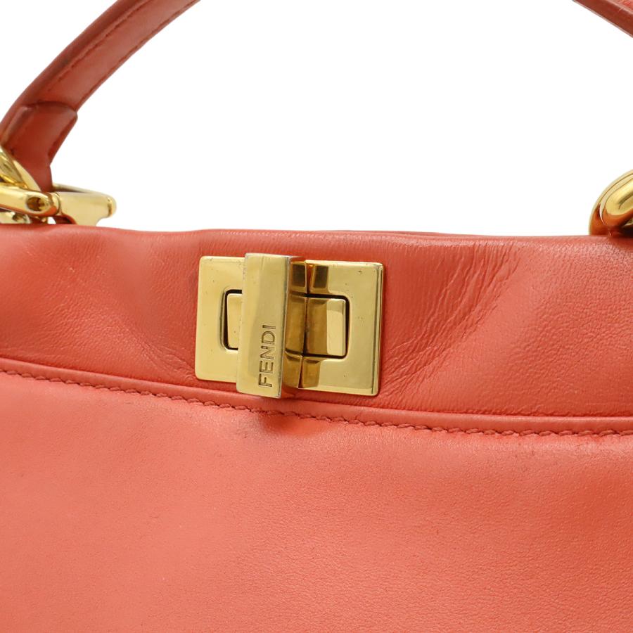 FENDI フェンディ ミニ ピーカブー ハンドバッグ ミニバッグ 2WAY ショルダーバッグ 斜め掛け レザー コーラルピンク系 ゴールド金具 | FENDI | 08